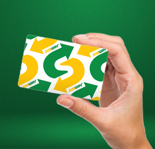 Hand holding Subway gift card